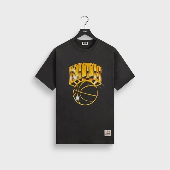 Kith for New York Knicks Gold Vintage Jones Tee Black Cotton T-Shirt Size XL
